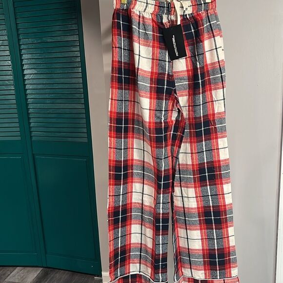 PRETTYLITTLETHING NWT NAVY CHECKED LONG PJ PANTS - s/m - Picture 5 of 6